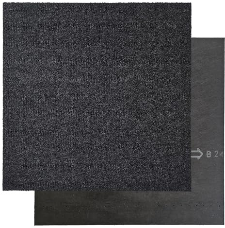 Dalles de moquette 50 × 50 cm Noir VIENNA/OFFICE 79 - Pack de 5 m², Moquette pour Bureau, Hôtel, Boutique et Salon