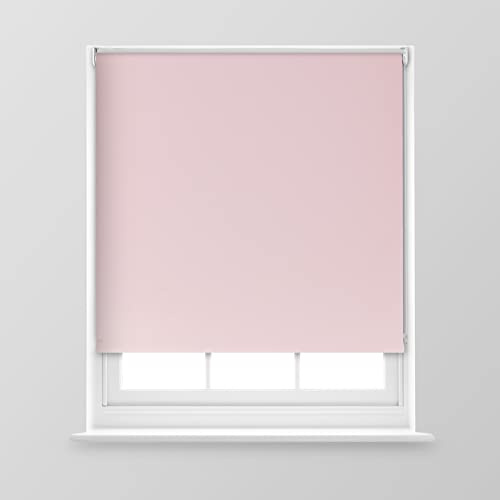 Trimmable Blackout Roller Blind - 2FT - BLUSH PINK - 60cm(W) x 170cm(L) | Polyester Thermal Blackout Roller Blind with Trim-To-Size Fit, Blocks Light, Retains Warmth, Ideal for Bedrooms & Lounges