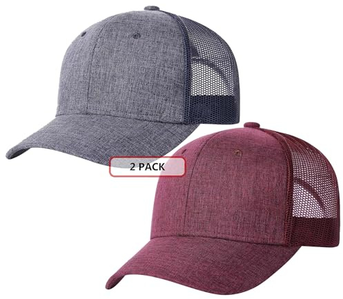TSSGBL 2-pack snapback lastbilsförare baseboll kepsar nät baksida justerbara tomma bollkepsar för män kvinnor, 2p-dustyblue-vin, M-XL