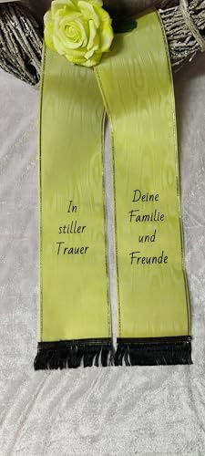 Grabschleife, Trauerschleife, Kranzschleife 15 cm breit (maigrün)
