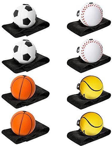 Gobesty 8 Stücke Handgelenk Ball Mit Schnur, Ø 6cm Handgelenk Return Ball, Ball An Der Schnur Springball Hüpfball, Handgelenk Ball Gummi Bouncy Ball, Sport Spielzeug Für Kinder Erwachsene