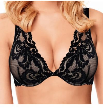 Infiore 1 Pezzo Reggiseno Donna 5050 in Pizzo, con Ferretto e Coppa B Preformata, Luxury Black 2B