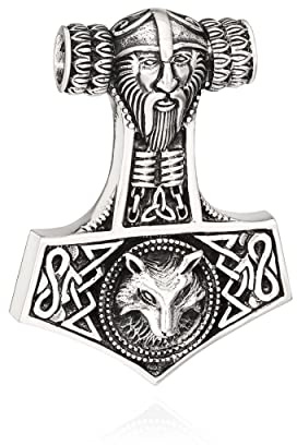 NKlaus Colgante de martillo de Thor, plata 925, 45 x 33 mm, colgante vikingo de plata 10279, Plata
