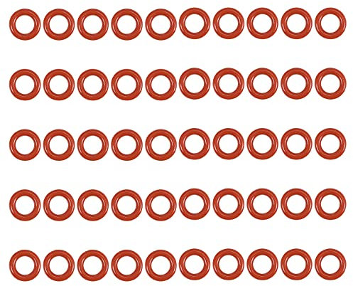 QUARKZMAN 50 Stück Silikon O Ringe Dichtung 7 x 4 X1.5mm für Dichtung Wasserhahnschlauch Rot
