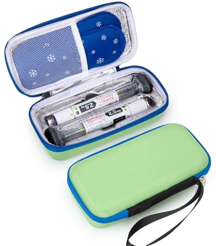 SUNMON Borsa Termica per Insulina, Porta per il Trasporto di Diabetici, Borsa Refrigerante Portatile con 2 Borse per il Ghiaccio, per Penna per Insulina e Forniture per Diabetici (verde)