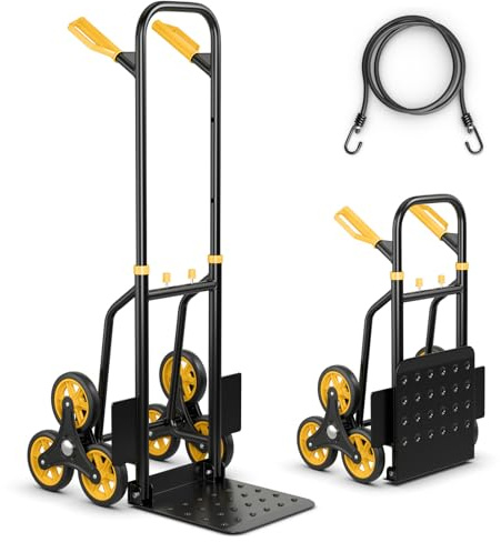 S AFSTAR Stair Climbing Cart, Heavy-Duty 350 lbs Capacity Stair Dolly for Stairs, Folding Trolley Cart with Telescoping Handle & Rubber Wheels, Portable Stair Climber Cart for Groceries Warehouse