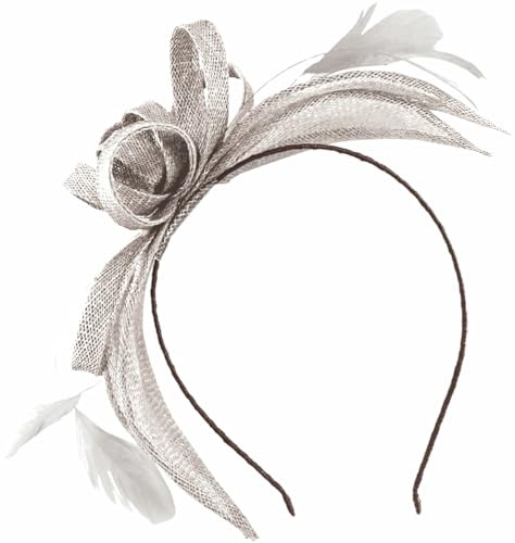 Failsworth Millinery Aliceband Sinamay Fascinator in Tauben-Silber, Größe: One Size, Tauben-Silber, Einheitsgröße
