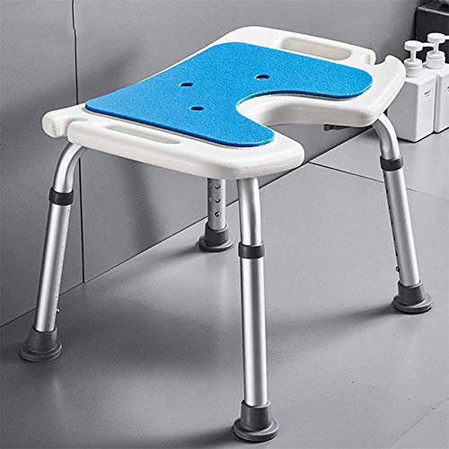 Duschsitz Duschstuhl Höhenverstellbarer Duschsitz mit Armlehnen U-förmiger Badezimmer-Duschhocker Badewannenlift Anti-Rutsch-Sicherheit (White Small Feet)