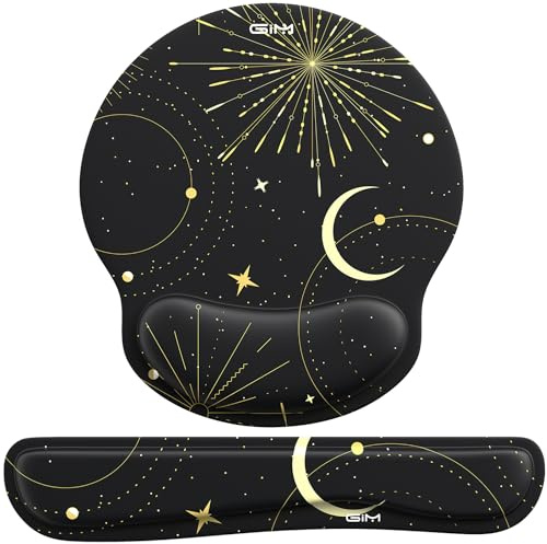 GIM Gaming Mouse Pad,Keyboard Wrist Rest Mouse Mat Set Ergonomic Keyboard Wrist Support Memory Foam Mouse Mat (Star Atlas)