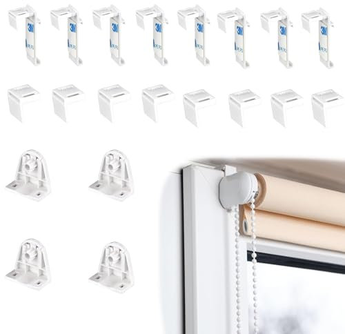 20 Stück Rollo Halterung Fenster, klemmrollos für Fenster ohne Bohren ersatzteile, Geeignet für Verdunkelungsrollos, Seitenzugrollos und Doppelrollo-Zubehörsets