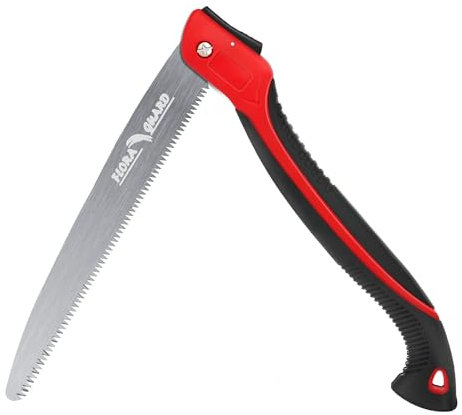 FLORA GUARD 12 Inch Folding Pruning Saw, Quality SK-5 Steel, Soft Grip Hand Saw for Wood Gardening Camping Bushcraft