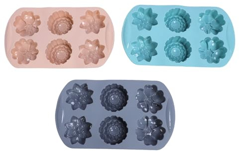 Silikonmuffinspanna för Bakning, 3 St 6 Koppar Muffinsplåt Non Stick Silikonmuffinspanna, Diskmaskinsäker i Mikrovågsugn, Värmebeständig Silikon Perfekts för Att Göra
