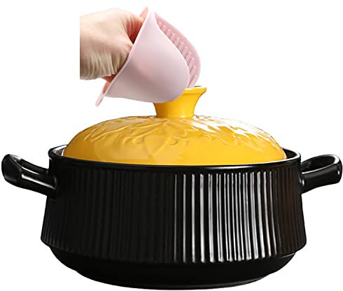 XFZJCHAP Utensilios de Cocina Herramientas Ollas para guisar con Tapas Olla de cerámica Cazuela de cerámica Olla de Barro Sopa Olla de Barro para cocinar Olla de Cocina Loza para estofado Hogar-4l