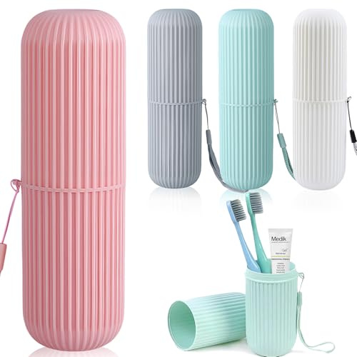 Etui à Brosse à Dents,4 Pièces Boite Brosse a Dent Voyage Portable Multifonction Etui Brosse a Dent Voyage Trousse Brosse a Dent Rangement Gobelet à Dents Plastique pour Maison,Voyages,Camping