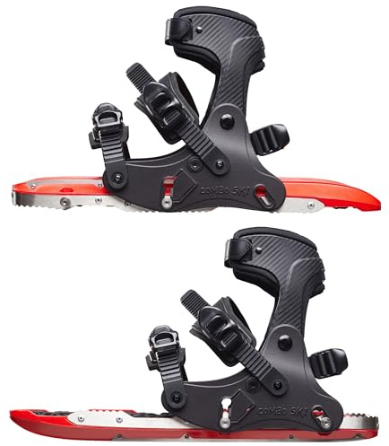 Combo Ski 2in1 Lightweight Schneeschuhe Spikes Schlittschuh Miniski für Männer und Damen Schuhgröße 36-48, Angemessen für Skifahren Tracking Skating Klettern zum Winter auf EIS und Schnee (Power Red)