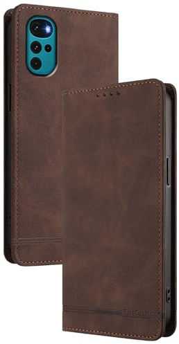 GOGME Funda Cartera de Cuero para Motorola Moto G22 – Carcasa con Cierre Magnético, Protección RFID, Tarjetero y Soporte Antigolpes - Marrón