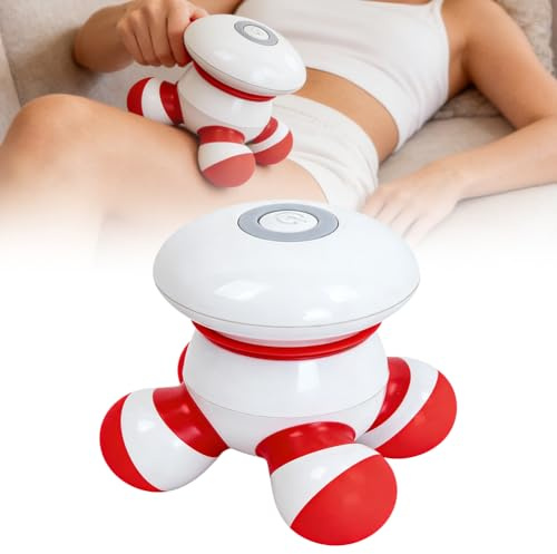 Minimassageapparat, handmassageapparat vibration kroppsmassage med LED-ljus, batteridriven (batterier ingår ej)