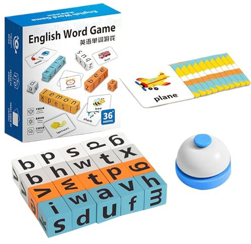 Spelling Games - Word Building Board Game, Language Learning Activity | Alphabet Letter Puzzle Toy, Early Education Literacy Game, Vocabulary Reading Practice Tool For Children Students
