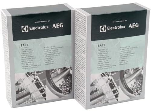 Spülmaschinensalz 2 x 1 kg kompatibel mit AEG und Electrolux | Natriumchlorid für Salzbehälter und Wasserenthärter bei Geräten mit Salzanzeige