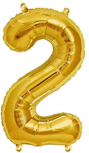 FUNXGO® Folienballon Zahl 2 Gold - Riesenzahl Ballon ca.100 cm - fliegt mit Helium - 2 geburtstag luftballon - Deko zum Geburtstage, Party, Hochzeiten - Ballon 2 Gold