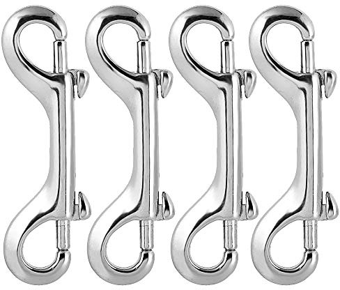 Nifocc Doppel Karabinerhaken edelstahl Bolzenschnapper Ketten Schnapphaken Verschlussclip für Hundeleine Bergsteigen Klettern Familiencamping im Freien- Glänzend Silber 90mm 4 Stk