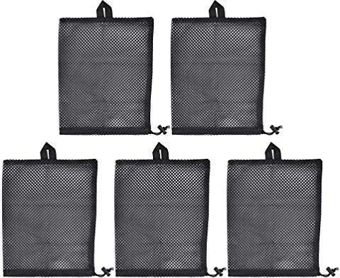 BESPORTBLE 5 x Netzbeutel mit Kordelzug, tragbarer Netztasche, Wäschesack, Golfball-Tasche, Fitnessstudio, Sport, Kordel, Aufbewahrungs-Organizer für Spielzeug, Reisen, Outdoor-Aktivitäten, Schwarz