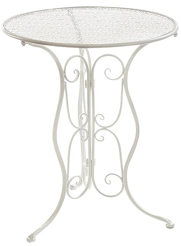 Kobolo Tisch Metalltisch Gartentisch Beistelltisch Deko - Metall - Rund - Weiß