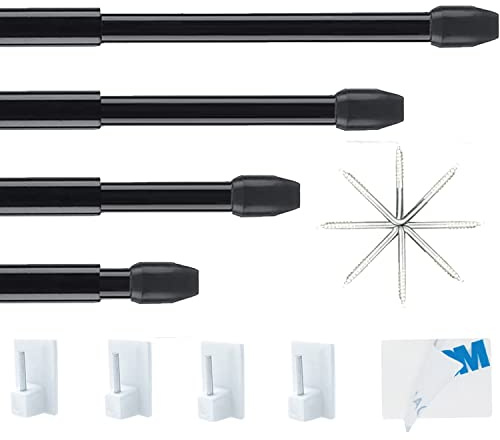 Barres de Vitrage Extensible Tringle Rideau Sans Percage Réglable Tringle a Rideau pour Fenetre Pvc pour rideaux en Maille et de Crochets Rideau Adhésive,Noir(40-70CM)