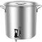 XJZHJXB Olla con Tapa Olla de Sopa con Grifo Acero Inoxidable Cubo de Vino 10-90L La Leche Puede Cacerola (Color : Silver, Size : 25 * 25cm(10L))