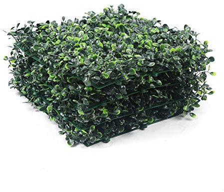 48 pezzi siepi artificiali di bosso, 25 x 25 cm, pannelli di bosso artificiali, taglio a forma, pianta siepe, protezione dalla privacy, protezione dai raggi UV, adatto per esterni, giardino, cortile e