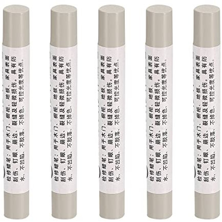 sourcing map 5Stk Möbel Reparatur Buntstifte Wachsfüllstift Ausbessern Stift Marker - für Kratzer Tische Holzböden Abdeckplatten Hellgrau