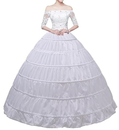 Wohnvoraus Women's White Floor Length Petticoat 6 Hoop Princess Womens Crinoline Underskirt for Wedding Dress Princess Stage Drama Dress