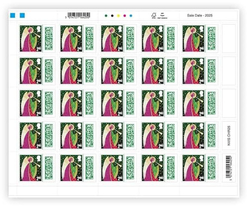 25 x 2nd Class Stamps Royal Mail Christmas 2025 Sheet Barcoded