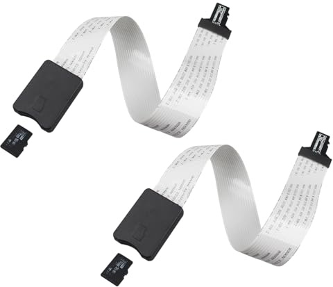 Jopto 2 Stück Micro SD auf TF Kartenverlängerungskabel TF-Speicherkarten-Adapter Flexibles Kabel Extender Konverter für Mini 3D Drucker, Auto, GPS, Raspberry Pi, DVR, Telefon, LED-Bildschirm, 25cm