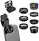 Kit di lenti 7 in 1 per telefono cellulare, grandangolare 0,63 X, macro 15 X, fisheye a 198°, obiettivo ritratto 2X, CPL, obiettivo caleidoscopio, obiettivo Starlight, 7 in 1 obiettivo smartphone