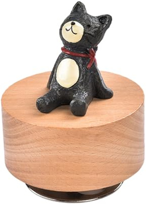 Caja de música mecánica de madera artística con figura de animal giratoria para decoración estética del hogar y adorno coleccionable