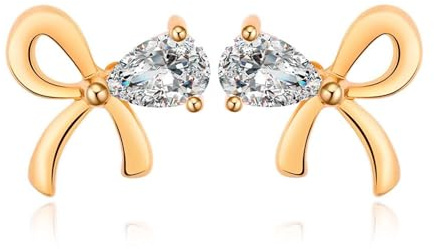 AMDXD Orecchini da donna in oro giallo 18 carati, con fiocco in moissanite a goccia, orecchini in stile Liberty Au 750