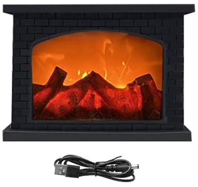 Lanternes de cheminée | Lampe à feu LED sans Flamme – Lanterne de feu sans Flamme avec Batterie et USB pour Salon, Table, Jardin, Camping, Balcon, terrasse