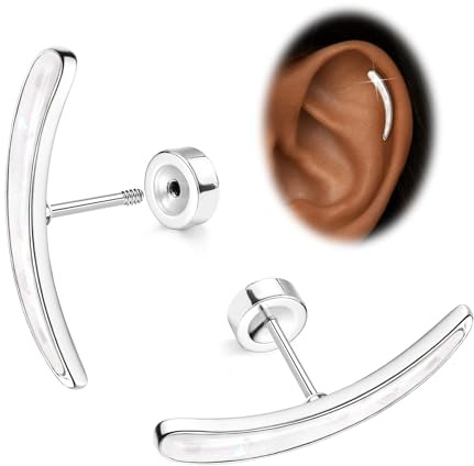 Morfetto Helix Piercings Chirurgenstahl Silver 16G - Flatback Medizinische Ohrstecker Hypoallergen 14K Vergoldet Chirurgenstahl Ohrringe Labret Tragus Conch Knorpel Piercing Ohr für Damen Silver-Oil