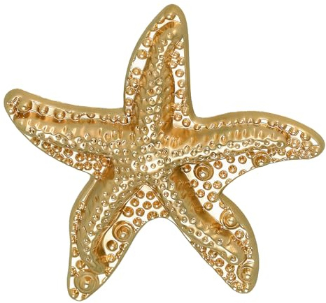 LLMSIX 2in Vintage Gold Starfish Brooch for Women Ocean Party Accessory | Shiny Gold Finish, 2in Metal Starfish Pin, 3D Starfish Shape, Pin Backing, Starfish Brooch for Party Dresses