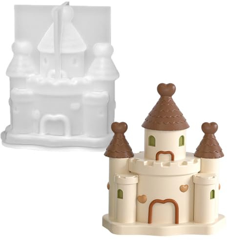 JAHEMU 3D Burg Silikonform für Kerzen, Schloss Form, 3D Mittelalterliche Burg Gießform, für Kerzen, Seife, Schokolade & Harz, DIY Projekte