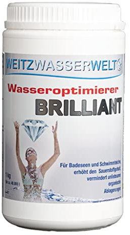 Brilliant Wasseroptimierer – Teichklar für Gartenteich, Schwimmteich, Badesee oder Fischteich - Teichzubehör für verbesserte Wasserqualität - Teichklärer mit Synergieeffekt - 1 kg für bis zu 40.000 l