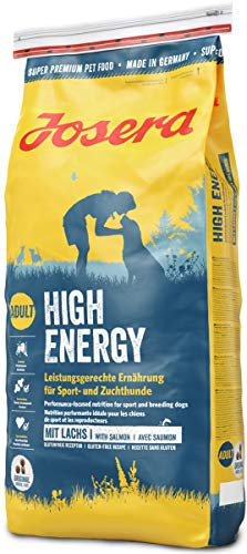 JOSERA High Energy (1 x 15 kg) | Adult | Premium Trockenfutter für ausgewachsene aktive Hunde | Geflügel & Lachsöl | ideal für Agile Zucht- und Sporthunde | weizenfrei | Hundefutter | 1er Pack