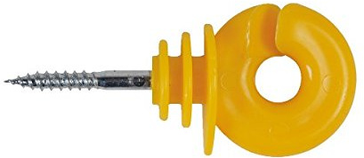 horizont Isolator Weidezaun farmer, Ringisolator gelb, 50 Stück, Band bis 13 mm, Litze bis 4 mm, freilaufend, Streckenisolator, Anfangs-/Eckisolator