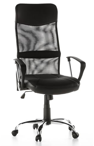 hjh OFFICE 668010 Bürostuhl ARTON 20 Kunstleder Schwarz Home-Office Drehstuhl mit Netzrücken