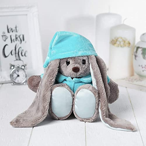 GMMH Plüschtier Stofftier Bär Hase Teddybär Fuchs, 20 cm Hoch (Hase Pyjama Blau), Osterhase Kuscheltier Plüsch Plüschtiere Kuscheltiere