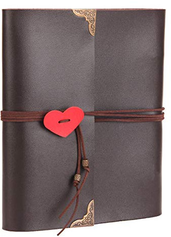 Scrapbook Album,ThxMadam Leder Fotoalbum Retro Scrapbooking Album Hochzeit Gästebuch DIY Vintage Schwarze Seiten Fotobuch für Hochzeitstag Muttertag Geburtstag Jahrestag Weihnachten Geschenk