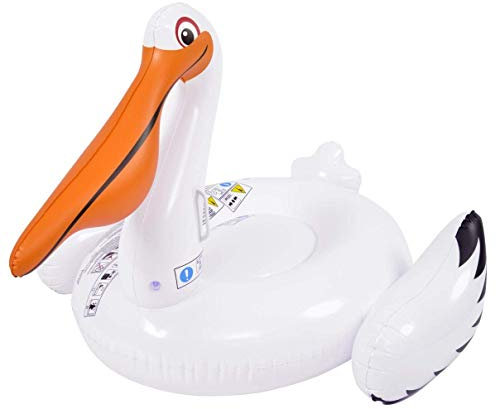 JILONG 37452 - Matelas Gonflable Géant - Forme Pelican - Pour Piscine et Plage - 128 cm x 115 cm x 84 cm - Blanc