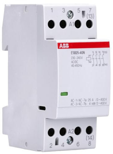 ABB ESB25-40N-06 installationsskydd (stängare) – 25 A 4 NO 230–240 V AC/DC 4-polig 36 mm för DIN-skena tyst 1SAE23111R0640
