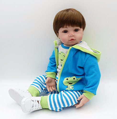 iCradle 18 Weiche Silikon Vinyl Realistische Reborn Babypuppen Kleinkind Lebensecht Reborn Baby Doll Junge Magnetisch Mund Baby Puppe (18)
